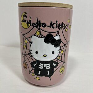Sanrio‎ Hello Kitty Pink Halloween Skeleton Spiderweb Canister Cookie Jar